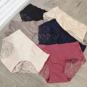 6pcs set women sexy seamless silk satin lace panties brief underwear lingerie